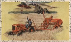 Allis-Chalmers All-Crop Harvester, Farm Scene Advertising Postcard Postcard Postcard