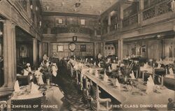 Empress of France First Class Dining Room Postcard