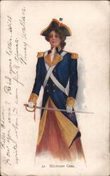 Military Girl, Woman in Continental Army Uniform Postcard