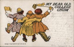 My Dear Old College Chum, Three Men Celebrating Postcard