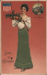 California State Girl with Oranges Postcard