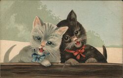 Two Kittens with Bows Postcard