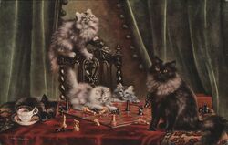 Kittens Playing Chess Postcard