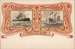 Red Star Line Ships, Vaderland 1900, Santa Maria 1492 Postcard Postcard Postcard