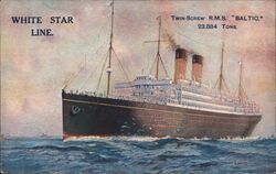 White Star Line Twin Screw RMS Baltic Steamship Postcard