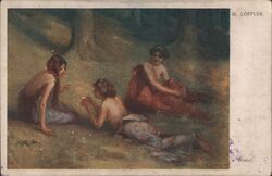 Three Women in Grecian Dress, Oracle Postcard