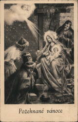 Požehnané vánoce, Czech Christmas Postcard, Madonna & Child Postcard