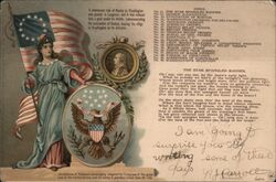 Patriotic Lady Liberty Bald Eagle US National Emblem Postcard Postcard Postcard