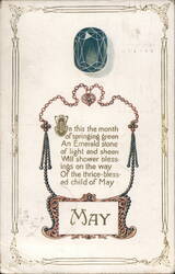 May Birth Month Emerald Gemstone Poem Postcard Postcard