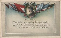 Mother - Hats Off to a Soldier's Mother - WWI Patriotic Postcard Postcard