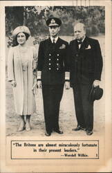 King George VI, Queen Elizabeth, Winston Churchill Postcard