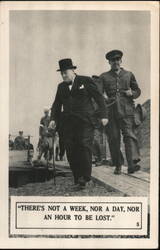 Winston Churchill Inspecting Coastal Defenses Postcard