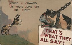 Comic Bulldog & Small Dog "That's What They All Say!" Postcard