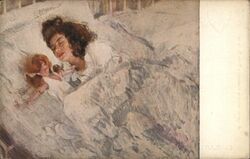 Young Girl Sleeping with Doll, Sogni dorati Postcard