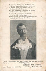 Johnnie Matthewson Farewell to Paisley Public 1906 Postcard