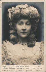 Miss Grace Lane, Actress, New Year Postcard Actresses Lizzie Caswall Smith Postcard Postcard Postcard