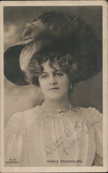 Marie Studholme Actress With Large Feathered Hat Signed Postcard