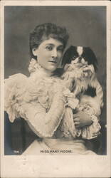 Miss Mary Moore with a Japanese Chin Dog Postcard