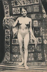 Nude Woman with Textile, Vintage French Postcard Postcard