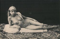 French Algerian Nude Woman Reclining on Rug Prostitute? Risque & Nude Postcard Postcard Postcard