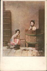 Two Japanese Women Bathing Postcard Postcard Postcard