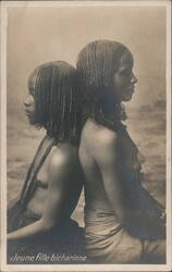 Two Bisharin Girls Back to Back Risque & Nude Postcard Postcard Postcard