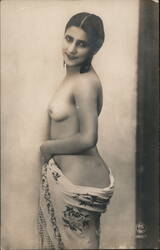 French Risqué Postcard, Nude Woman, c1920s Postcard