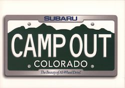 Subaru Campout License Plate Postcard