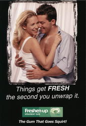 Freshen-up Spearmint Gum "The Gum That Goes Squirt!" Rack Cards Postcard Postcard Postcard