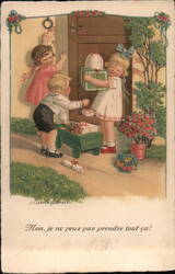 Pauli Ebner Children Delivering Easter Gifts Postcard