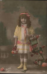 Young Girl with Flowers, Postcard No. 349 Postcard