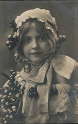 Young Girl with Cherries in her Bonnet and Dress Postcard