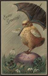 Easter Chick with Umbrella Postcard