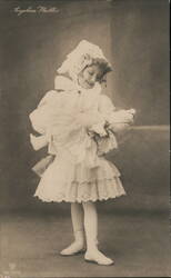 Angelica Heller, Young Girl in White Dress Holding Doll Postcard