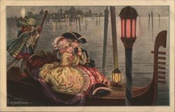 Antique Postcard - Children in Gondola, Venice Postcard