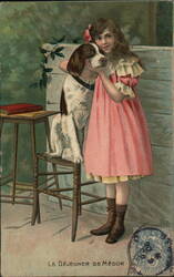 Girl with Dog, Le Déjeuner de Médor Postcard