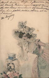 Woman with a Poodle in a Hat Postcard