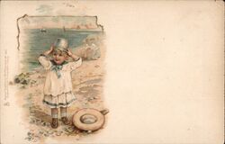 Little Girl at the Beach, Raphael Tuck & Sons Postcard Postcard