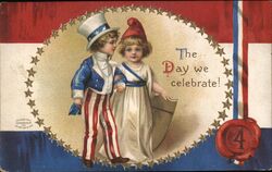 Patriotic Children, Uncle Sam & Lady Liberty, 4th of July Ellen Clapsaddle Postcard Postcard Postcard