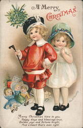 A Merry Christmas, Antique Holiday Postcard Postcard