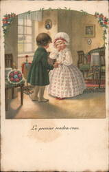 Le premier rendez-vous, Antique Postcard Postcard