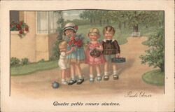 Quatre petits coeurs sincères Postcard