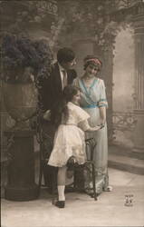 Family Portrait, Woman, Man, and Girl Postcard