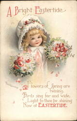 A Bright Eastertide, Little Girl with Flowers With Children Ellen Clapsaddle Postcard Postcard Postcard