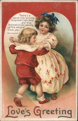 Love's Greeting, Children Dancing, Valentine Postcard Postcard