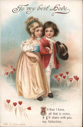 To My Best Love, Valentine Greeting with Children Postcard