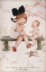 Vintage Valentine's Day Postcard - Girl & Cupid Postcard