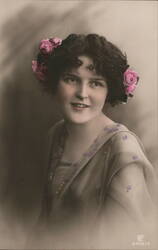 Young Woman with Roses in Her Hair Postcard