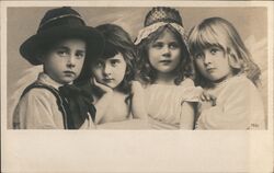 Four Children in Vintage Costumes Postcard