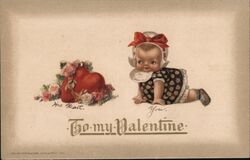 To my Valentine, Baby Girl with Heart Candy Postcard